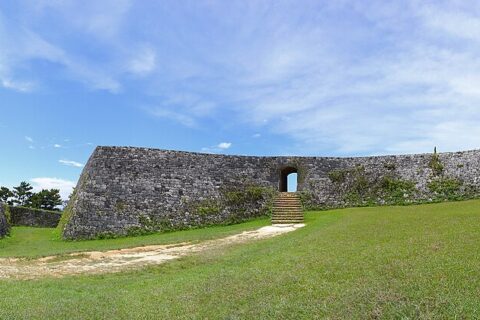 The ruin of Zakimi gusuku, old castle of Ryukyu realm, Okinawa, Japan. One of the world heritages. 世界遺産座喜味城(ざきみぐすく)跡。