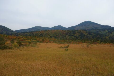 下毛無岱からの赤倉岳、井戸岳、八甲田山（大岳）