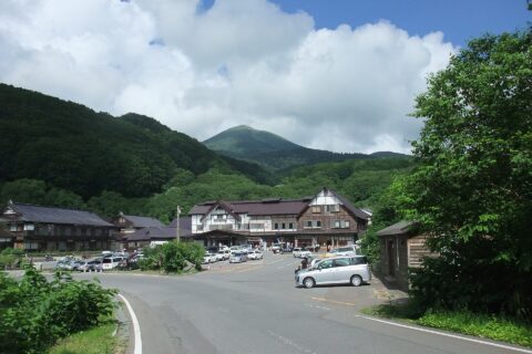Odake peak in the Hakkoda Mountains, Aomori Prefecture, Japan, as seen from Sukayu Onsen