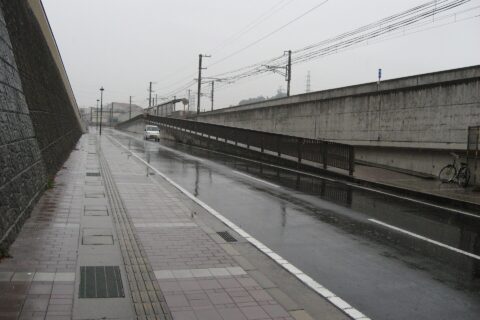 道路上から見た出雲科学館パークタウン前駅。