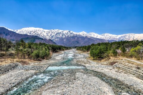 ​長野県北安曇郡白馬村、北アルプス、白馬三山、白馬オリンピック大橋