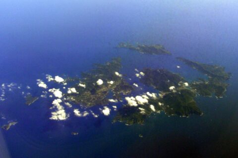 隠岐諸島島前空撮、定期航空機より