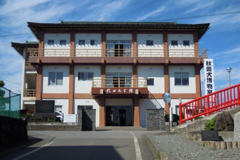 秋田県大館市にある秋田犬会館の前景