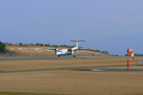 DHC-8 of Amakusa-Airline that arrived at Amakusa Airport.(Japan,).