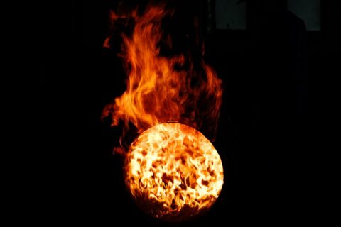 Barrel burning, Hakushu distillery, Japan