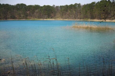 A picture of Benten-numa Pond, a volcanic lake in Fukushima, Japan, and one of the famed "Five Colored Lakes". Image was taken with a Canon PowerShot SD450 Digital Elph camera and edited using a Paint Shop program on a l