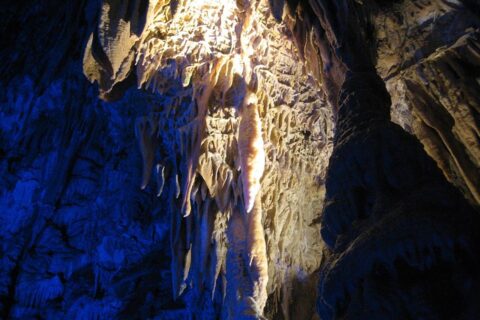 Boxwork, a rare type of cave formation, in Abukuma-do Cave in Takine Town, Tamura City, Fukushima Prefecture, Japan. Picture was taken with a Canon Power Shot SD450 Digital Elph camera and modified using a Paint Shop pro