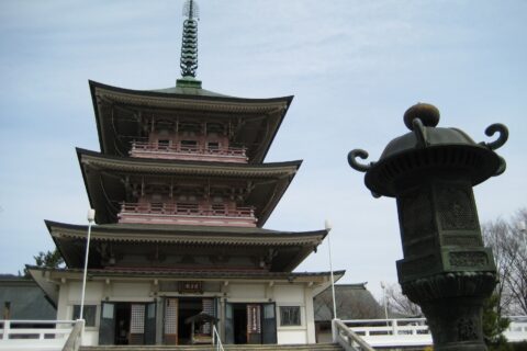 Chureiden: cenotaph obelisk in Zenkoji temple Nagano city Japan.