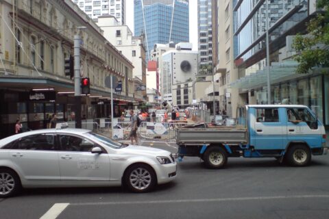 Fort Street while being turned into shared space in Auckland, New Zealand.