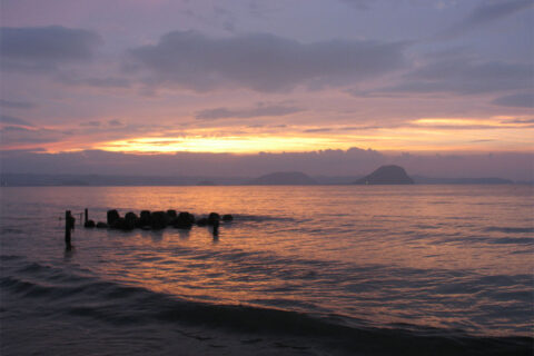 Sunset on the beach in Hamatama, Saga.