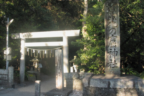 The torii and the stone monument of the Hananoiwaya-jinja(Sacred Sites and Pilgrimage Routes in the Kii Mountain Range)I took this image.