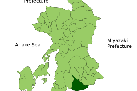 The location of Hitoyoshi in Kumamoto Prefectuur, Japan