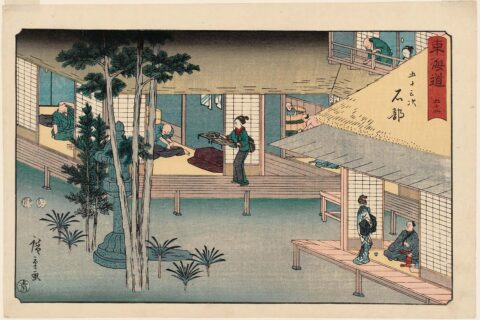 No. 52 - Ishibe, from the series The Tôkaidô Road - The Fifty-three Stations (Tôkaidô - Gojûsan tsugi), also known as the Reisho Tôkaidô