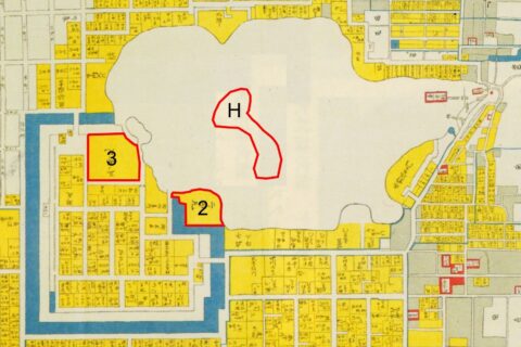 Iyo Matsuyama castle marked on map from Genroku-Era