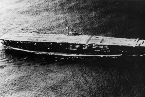 The Japanese aircraft carrier Akagi pictured underway in the Summer of 1941.
