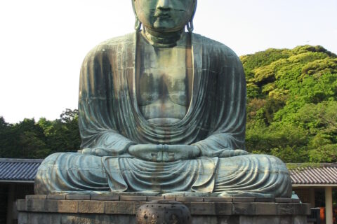 Buddha Daibutsu, Kamakura, Japan. This statue of Amitabha Buddha, made of bronze, is 11.40 m high and weights 93 t.