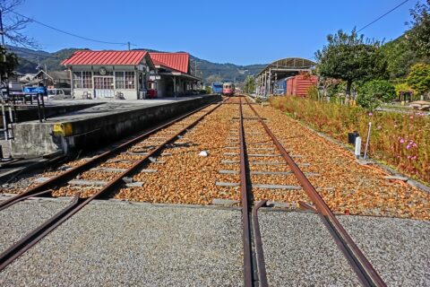 吉ヶ原駅 岡山県道703号備前柵原自転車道線 旧同和鉱業片上鉄道 岡山県