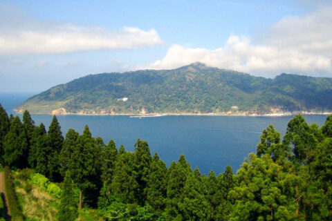Kinkazan (Miyagi) from Oshika peninsula.