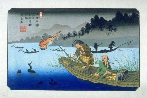 Godo on the Kisokaido, ukiyo-e prints by Keisai Eisen