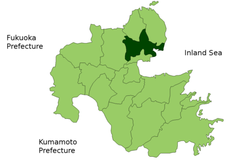 Location Map of Kitsuki in Oita Prefecture, Japan