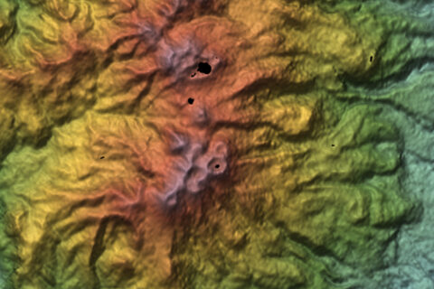 Massif of Kusatsu-Shirane Volcano in Gumna Prefecture, Honshu, Japan.