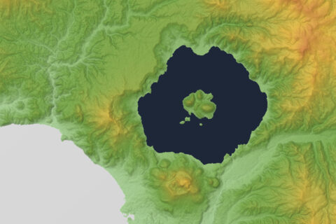北海道の洞爺湖と洞爺カルデラ。 このファイルは30mメッシュでアップデートしました。低地のデータの欠損などは調整。