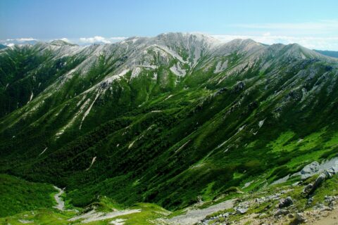 水晶岳から望む野口五郎岳
