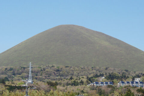 Mount Omuro (Omuro-yama) as seen from the SSW in Ito, Shizuoka Prefecture, Japan. Mount Omuro is a one of the volcano in Izu-tobu Volcano Group.