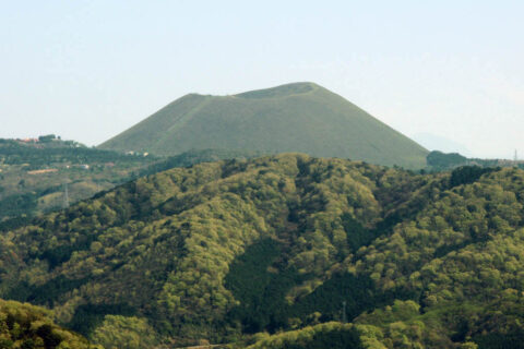 Mount Omuro (Omuro-yama) as seen from the northwest in Ito, Shizuoka Prefecture, Japan.