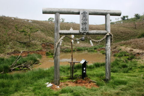 Otoragaike and Ryozen shrine on Mount Ryozen of Suzuka Mountains