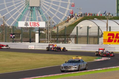 Formula One 2011 Rd.15 Japanese GP: Safety Car with Jenson Button (McLaren) and Sebastian Vettel (Red Bull).
