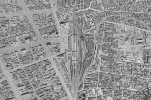 Aerial photograph around Sendai Station (April 1961)