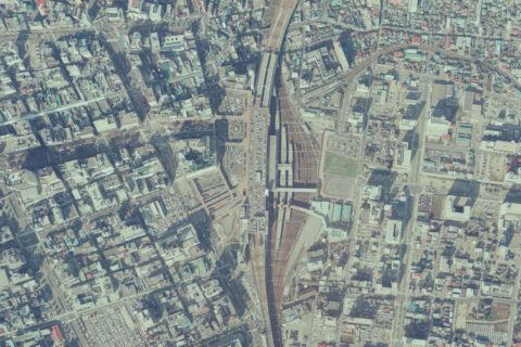 Aerial photograph around Sendai Station (November 1984)