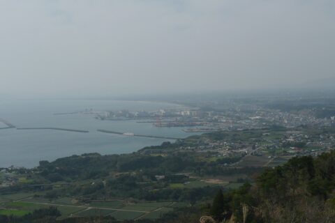Port of Shibushi in Shibushi City, Kagoshima Prefecture, Japan, seen from Mount Jin (Jingaku)
