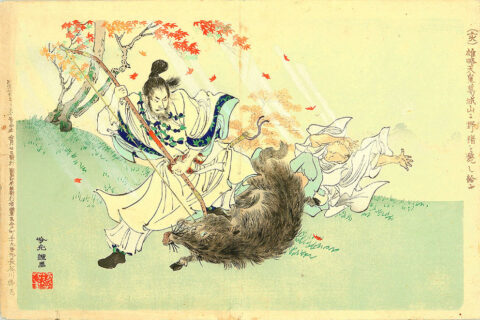 ​雄略天皇（安達吟光画）