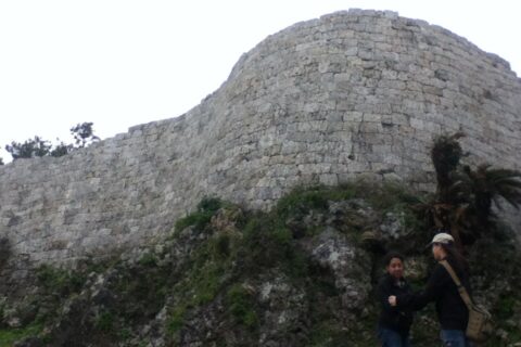 A reconstructed outer wall of Urasoe Castle.