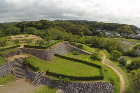 Aerial view of Yokosuka Castle in Kakegawa, Shizuoka prefecture, Japan.