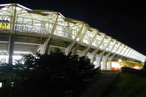 night view of Yurtec STADIUM SENDAI, formerly known as SENDAI Stadium