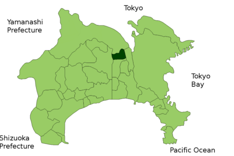 Location Map of Zama in Kanagawa Prefecture, Japan