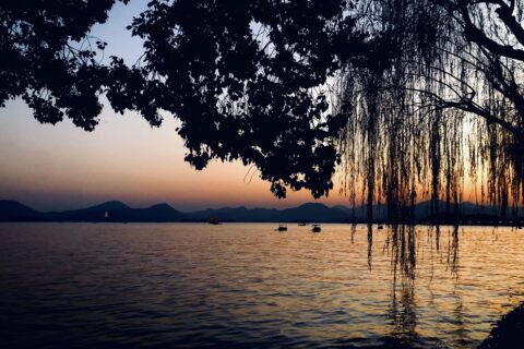 ​西湖黄昏景色